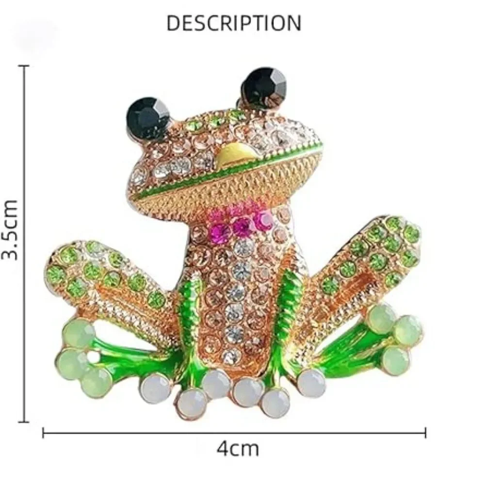 Frog Brooch Vintage Inspired Rhinestone Crystal Inlaid